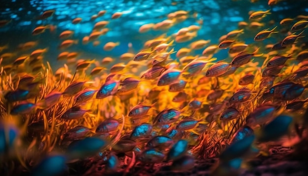 Free photo vibrant colors of underwater plant in motion generated by ai