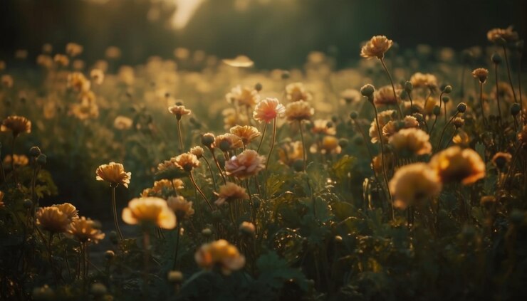 Free Photo vibrant daisy blossom in tranquil meadow sunset generated by ai