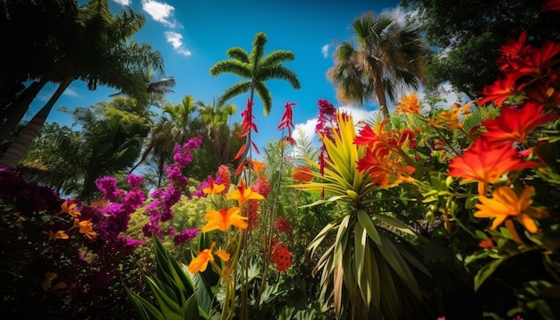 Бесплатное фото Яркий цветок на спокойном лугу, созданный искусственным интеллектом
