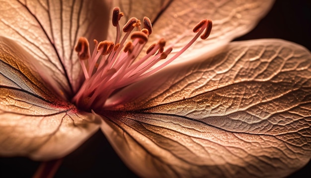 La vivace testa di fiore mette in mostra la fragilità e la bellezza della natura generate dall'intelligenza artificiale