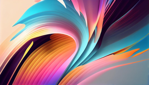 AI によって生成された波のデザインの鮮やかな未来的な抽象的な壁紙
