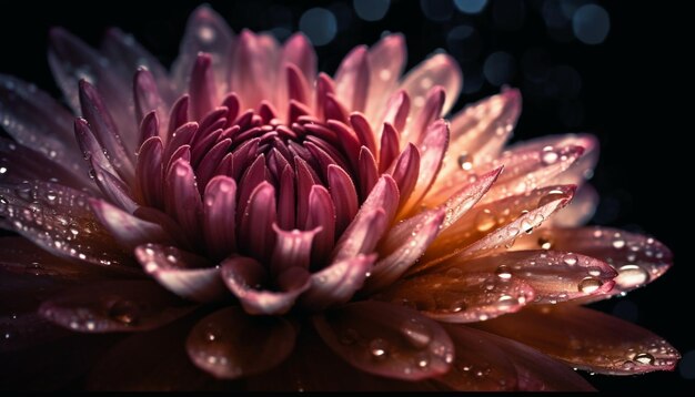 Vibrant gerbera daisy reflects in dark water generated by AI