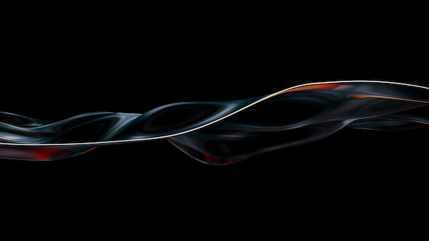 鮮やかな液体の波状の背景。 3Dイラスト抽象的な虹色の流体レンダリング。カラフルな干渉を伴うネオンホログラフィック滑らかな表面。スタイリッシュなスペクトルフローモーション。