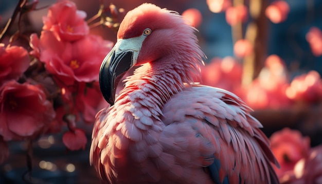 Free photo a vibrant macaw perching on a green branch showcasing nature beauty generated by artificial intelligence