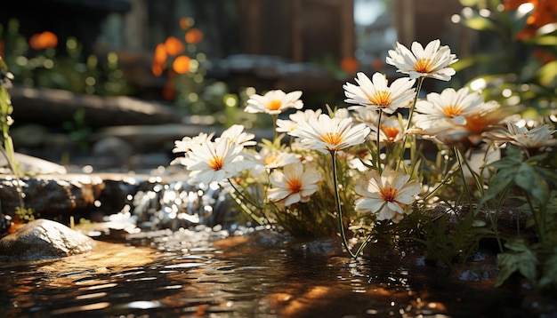 Free photo a vibrant meadow of wildflowers reflects the beauty of nature generated by artificial intellingence