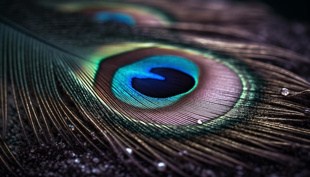 鮮やかな孔雀の羽は、AI によって生成された自然のカラフルなエレガンスを表現しています