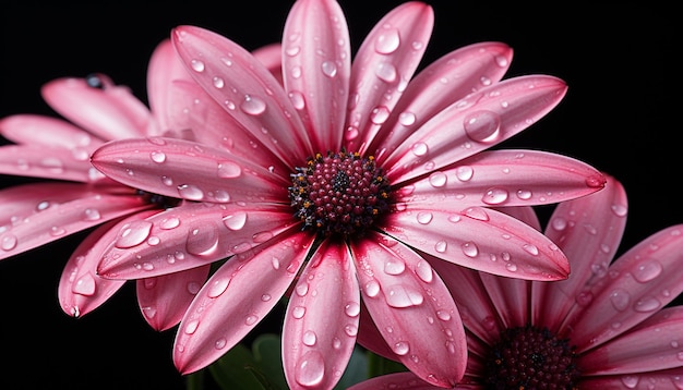 Free photo vibrant pink daisy wet with dew reflects beauty in nature generated by artificial intellingence