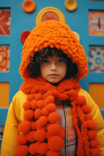 Free photo vibrant portrait of kid in bright environment