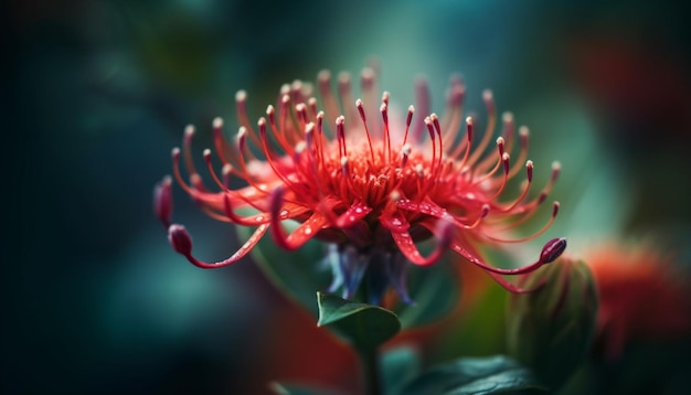 Free photo vibrant red spider lily in autumn meadow generated by ai