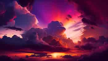 Free photo vibrant sky at dusk orange blue multi colored generative ai