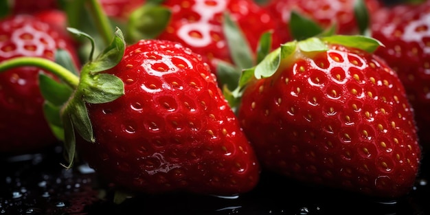 Free photo vibrant strawberries with glistening seeds look freshly picked and delicious