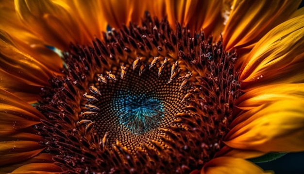 Free photo vibrant sunflower petals attract busy honey bees generated by ai