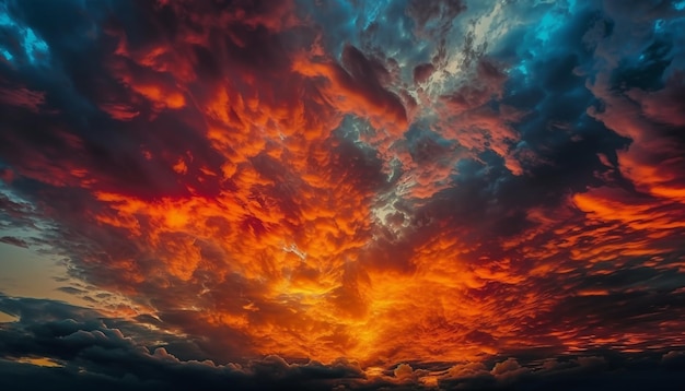 Free photo vibrant sunset sky nature beauty on display generated by ai