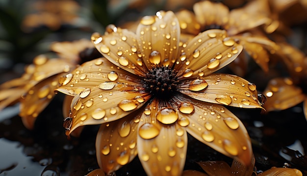 Free photo vibrant yellow daisy wet with raindrop showcases nature beauty generated by artificial intellingence