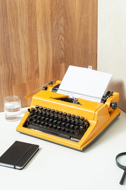 Free photo vibrantly colored retro typewriter with keyboard and buttons