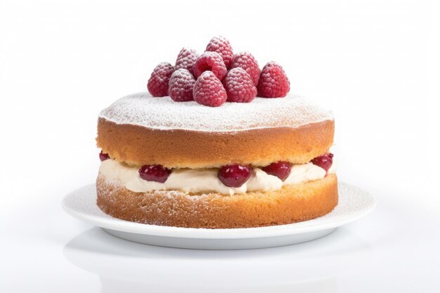 Victoria Sponge Cake isolated on white background Traditional London dessert Ai generative
