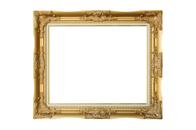Victorian old frame. classical gold picture photo frame on isolated white background.