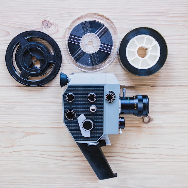 Video camera and film reels