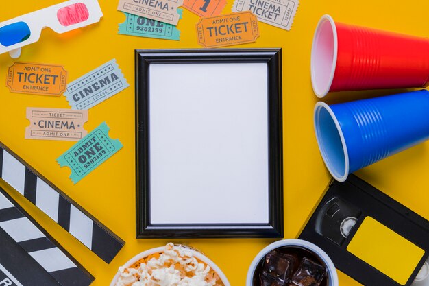 videotape with clapperboard and a frame