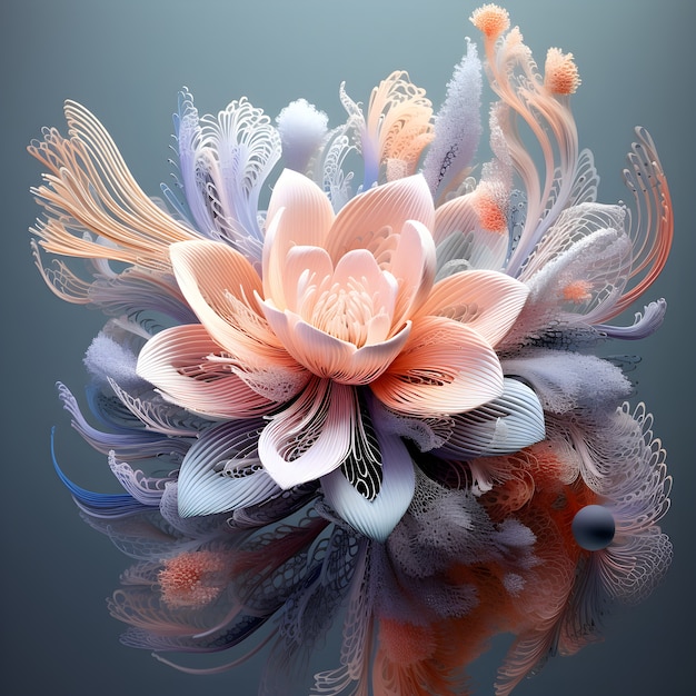 Free photo view of 3d abstract flower arrangement