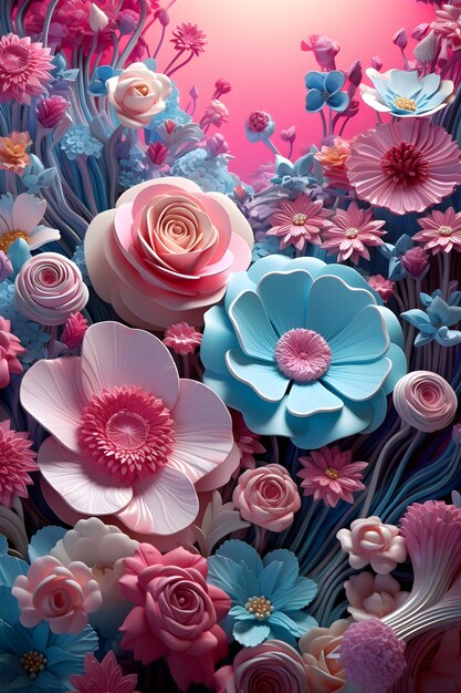 View of 3d abstract flower arrangement