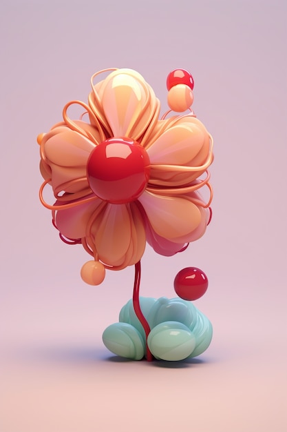 Free photo view of 3d abstract flower