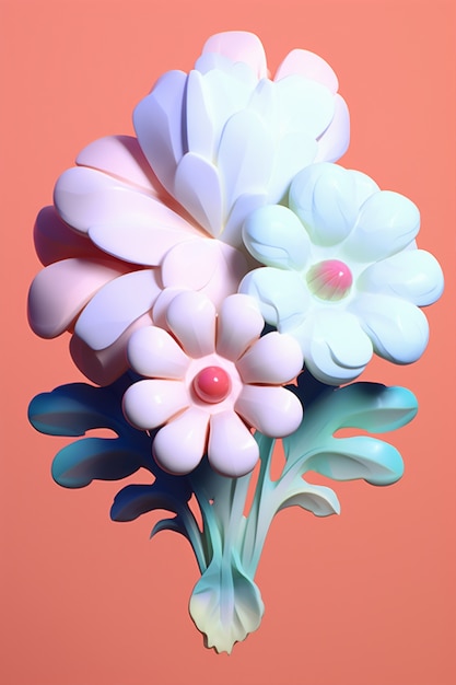 Free photo view of 3d abstract flowers