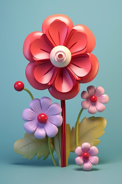 View of 3d abstract flowers