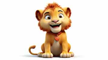 Free photo view of 3d adorable cartoon animated lion cub