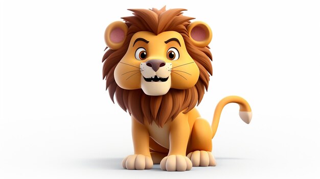 Вид на очаровательного 3D-мультяшного львенка