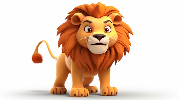 View of 3d adorable cartoon animated lion cub