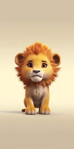 Вид на очаровательного 3D-мультяшного львенка