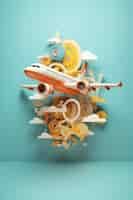 Free photo view of 3d airplane with wings and engine