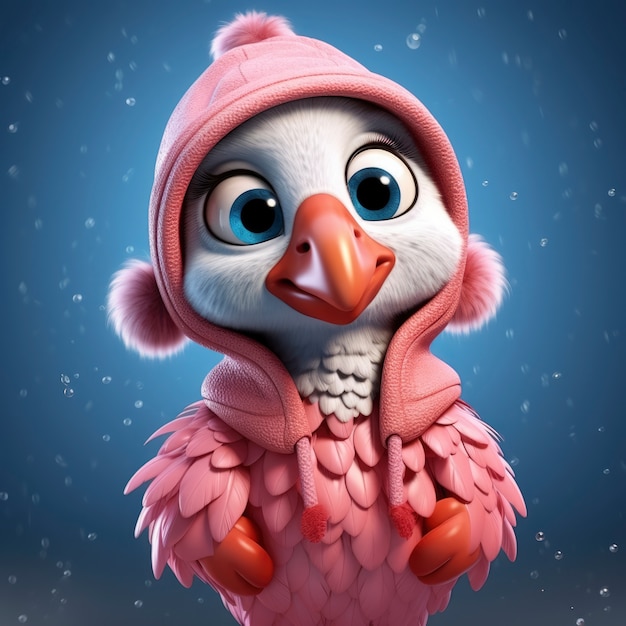 Free photo view of 3d animated cartoon bird