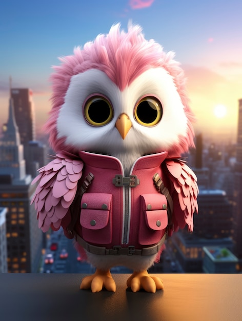 Free photo view of 3d animated cartoon bird