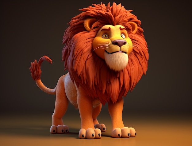 Free photo view of 3d animated cartoon lion