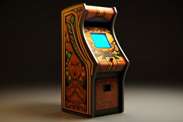 Foto gratuita vista della scatola del gioco arcade 3d