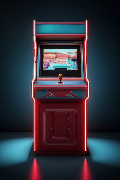 Foto gratuita vista della scatola del gioco arcade 3d