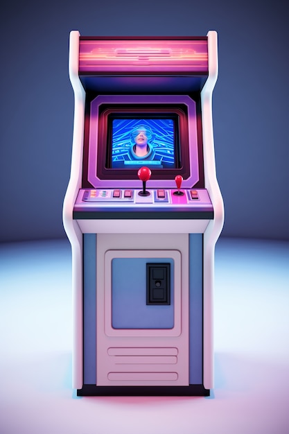 Foto gratuita vista della scatola del gioco arcade 3d