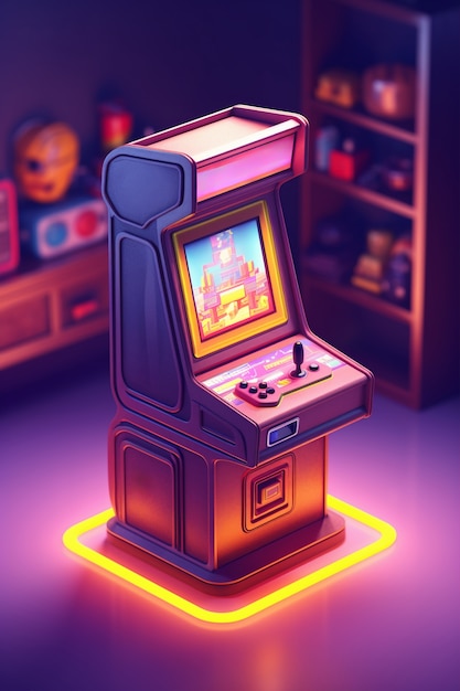 Foto gratuita vista della scatola del gioco arcade 3d