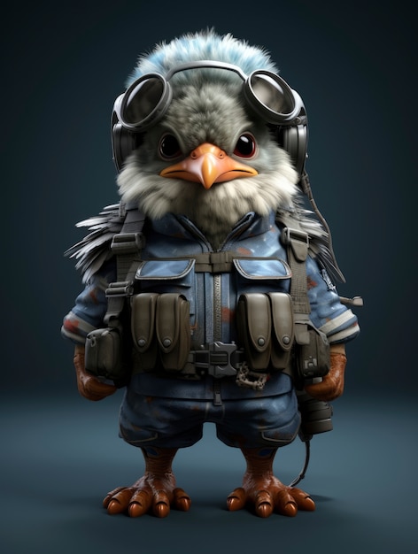 Free photo view of 3d aviator bird