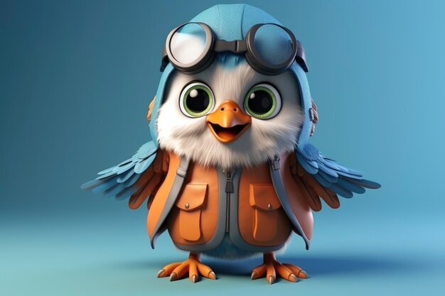 View of 3d aviator bird