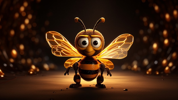 Free photo view 3d bee insect cartoon character