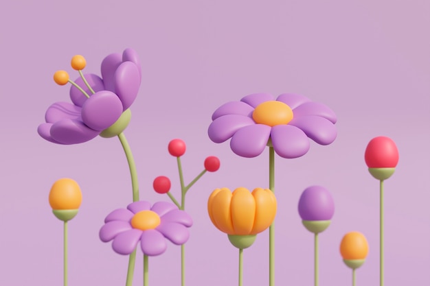 Foto gratuita vista dei fiori che sbocciano 3d