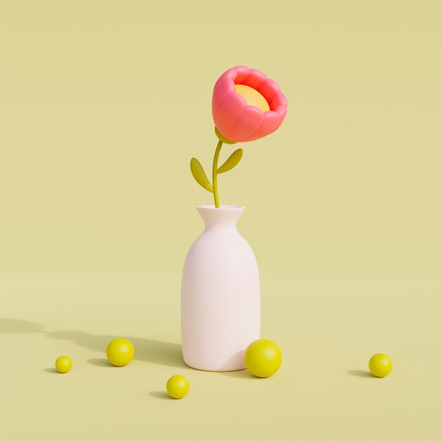 3 d の咲く花のビュー