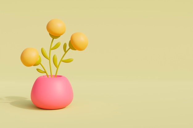 3 d の咲く花のビュー