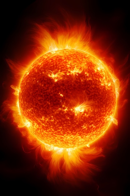Вид на 3D палящее солнце