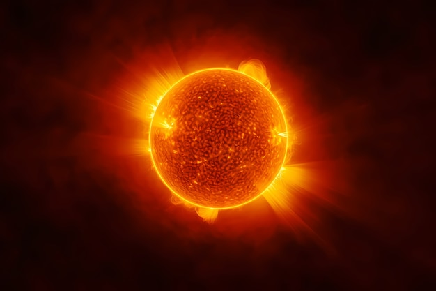 Free photo view of 3d burning sun