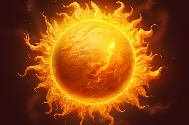 View of 3d burning sun