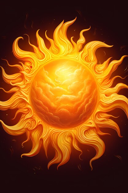 View of 3d burning sun